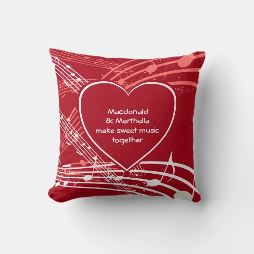 HEARTS SWEET MUSIC  Christian  Personalized Throw Pillow