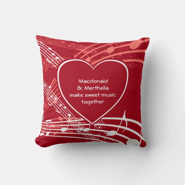 HEARTS SWEET MUSIC | Christian | Personalized Throw Pillow (Front)