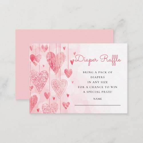 Hearts Sweetheart Baby Diaper Raffle  Enclosure Card