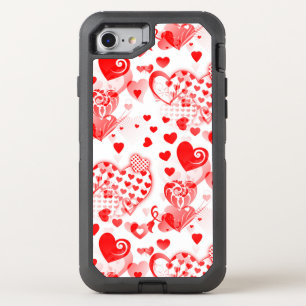 Hearts Tattoo seamless pattern + your ideas OtterBox Defender iPhone SE/8/7 Case