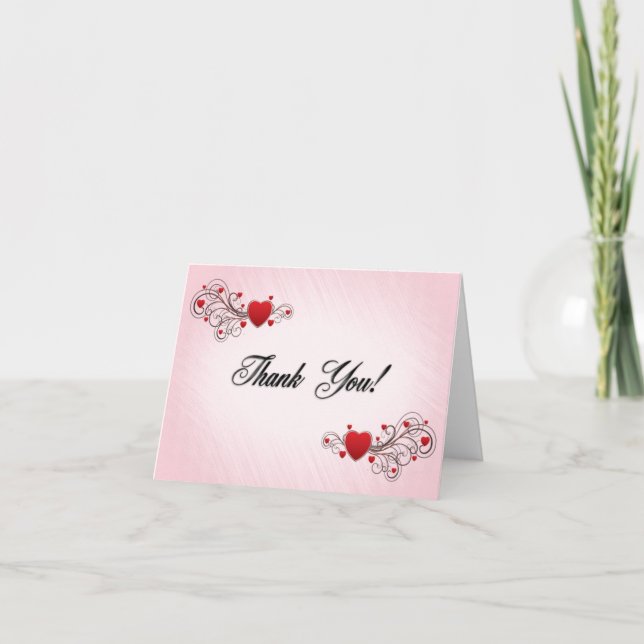 Hearts Thank You Card Blank Inside (Front)