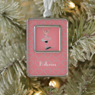 Hearts Themed Pink Ballerina Girl Ornament