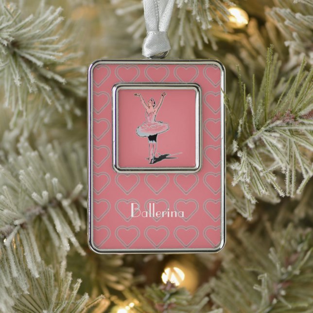Hearts Themed Pink Ballerina Girl Ornament (Tree)