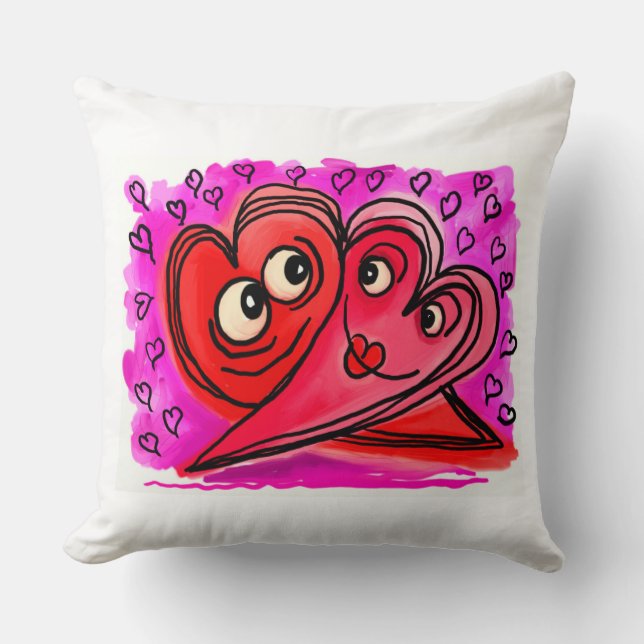 Hearts Throw Pillow (Front)