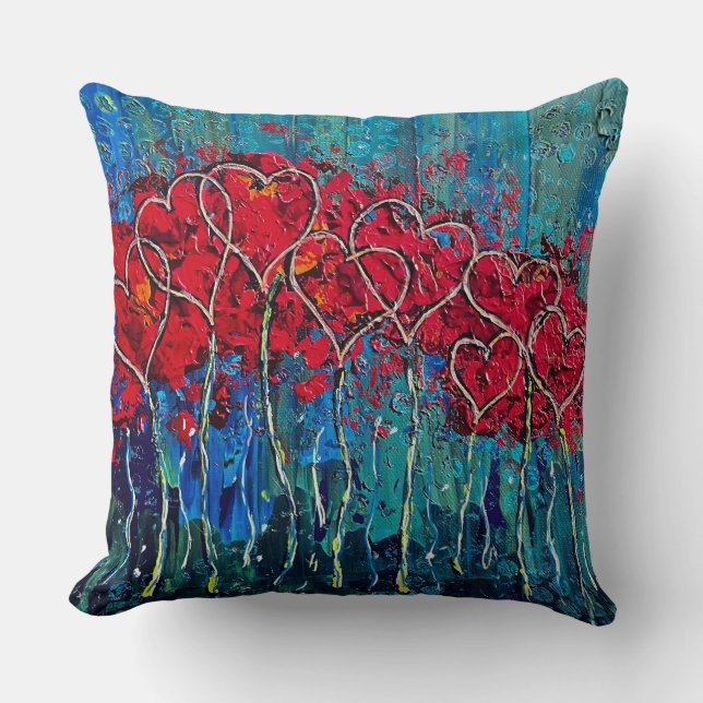 Hearts Throw Pillow (Front)