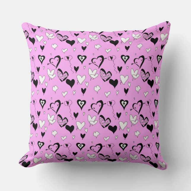 Hearts Throw Pillow (Front)