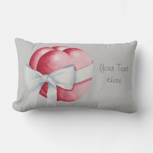 hearts tied with white ribbon bow art design lumbar pillow