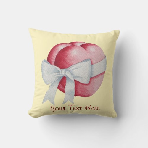 hearts tied with white ribbon bow art design throw pillow