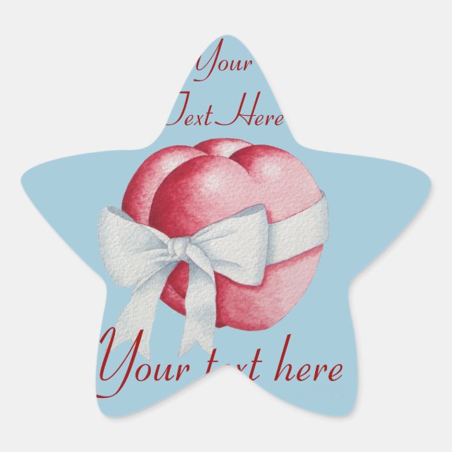 hearts tied with white ribbon bow  star sticker (Front)