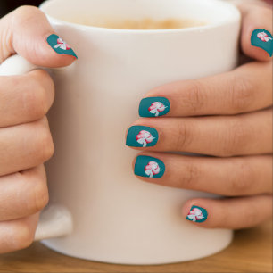 hearts tied with white ribbon romantic wedding minx nail art