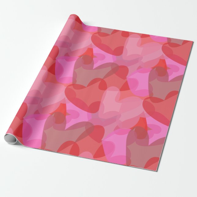 Hearts Transparent Shape Pattern  Wrapping Paper (Unrolled)