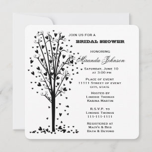 Hearts Tree Bridal Shower Invitation