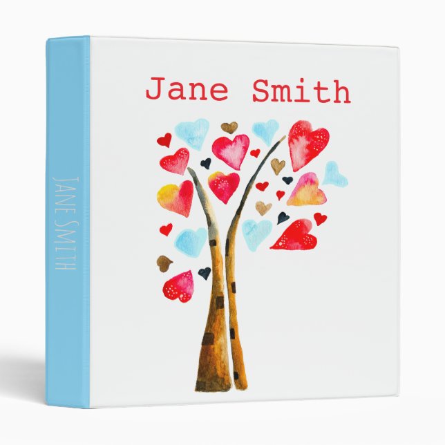 Hearts tree whimsical valemtines 3 ring binder (Front/Spine)