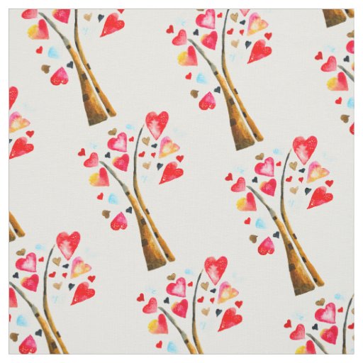Hearts tree whimsical valemtines fabric