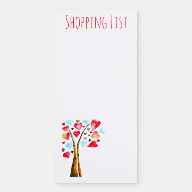 Hearts tree whimsical valemtines magnetic notepad (Front)