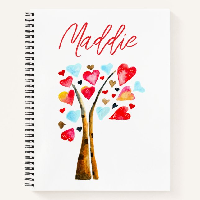 Hearts tree whimsical valemtines notebook (Front)