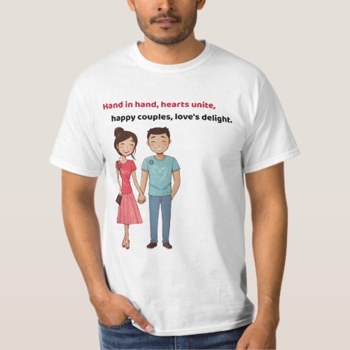 Hearts Unite Hand in Hand Happy Couples Delight T_Shirt