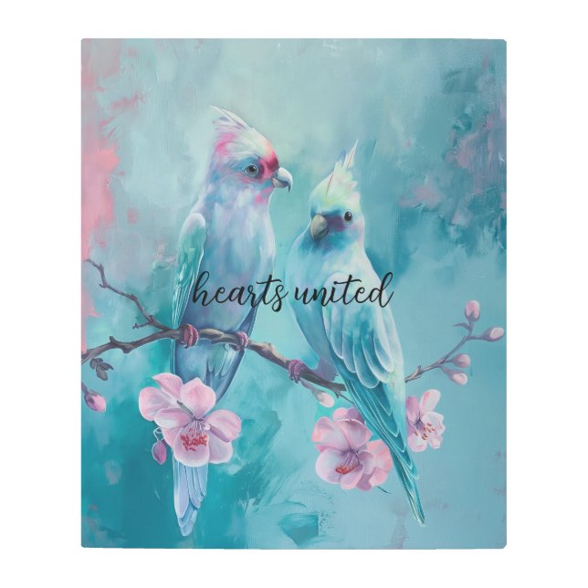 Hearts United Turquoise Birds Metal Wall Art (Front)