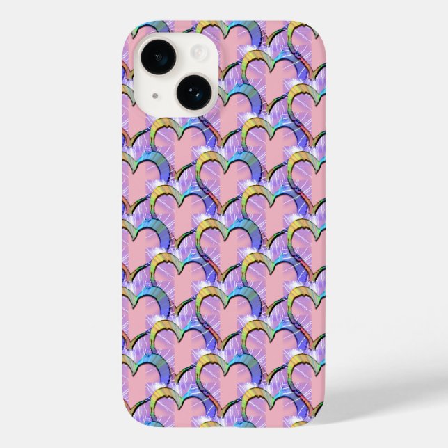 Hearts Upon Hearts Psychedelic Pattern iPhone Case (Back)