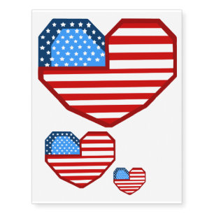 Hearts USA Flag Temporary Tattoo