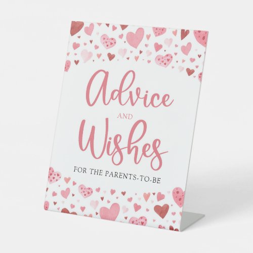 Hearts Valentine Baby Shower Advice and Wishes Pedestal Sign