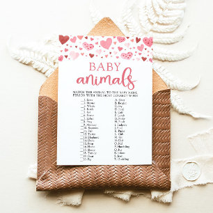 Hearts Valentine Baby Shower Baby Animals Game Invitation