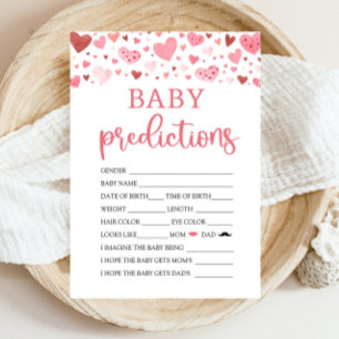 Hearts Valentine Baby Shower Baby Prediction Game Invitation