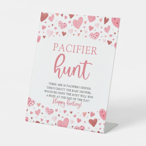 Hearts Valentine Baby Shower Pacifier Hunt Sign