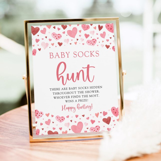 Hearts Valentine Baby Socks Hunt Baby Shower Game Poster (Creator Uploaded)
