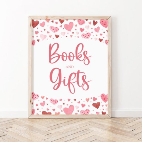 Hearts Valentine Books and Gifts Baby Shower Sign
