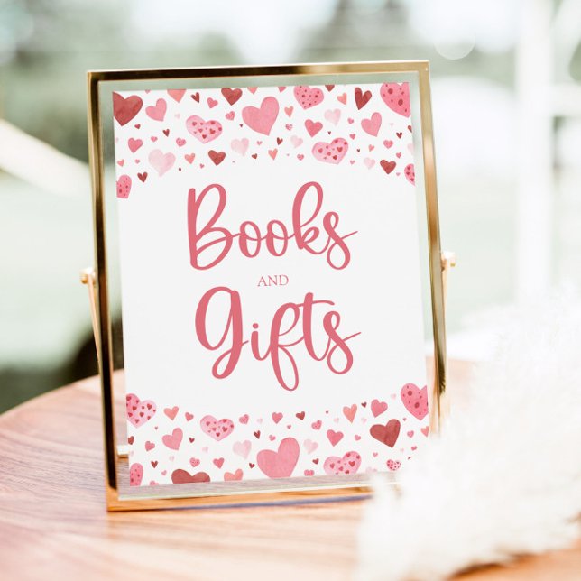 Hearts Valentine Books and Gifts Baby Shower Sign (Creator Uploaded)