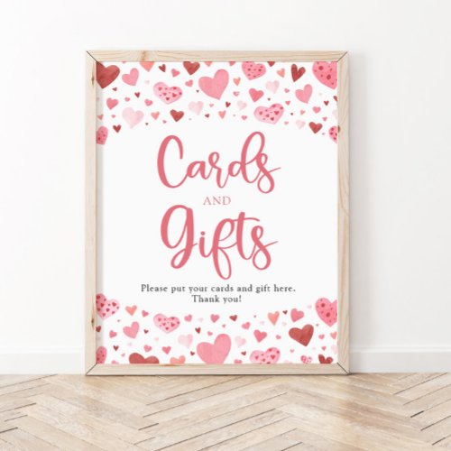 Hearts Valentine Cards and Gifts Baby Shower Sign
