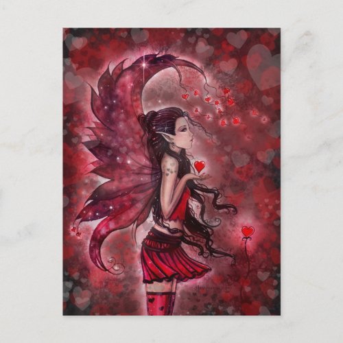 Hearts Valentine Fairy Postcard by Molly Harrison