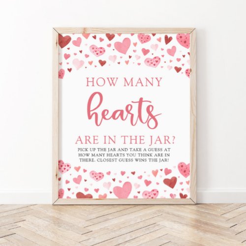 Hearts Valentine How Many Hearts Baby Shower Game  Poster