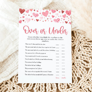 Hearts Valentine Over or Under Baby Shower Game Invitation