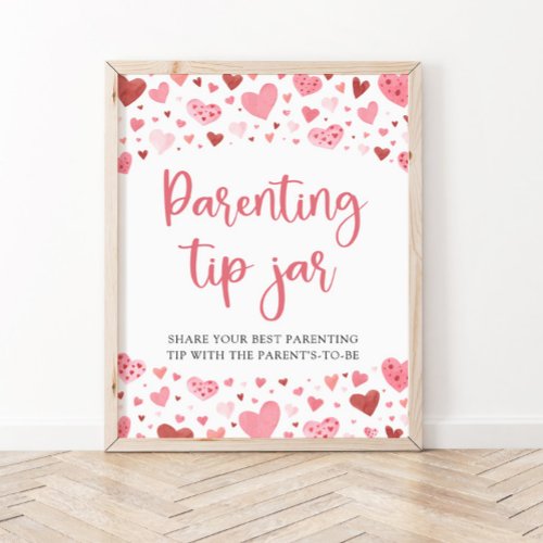 Hearts Valentine Parenting Tip Jar Advice Sign 