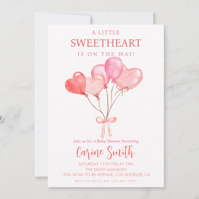 Hearts/Valentine Themed Baby Shower  Invitation (Front)