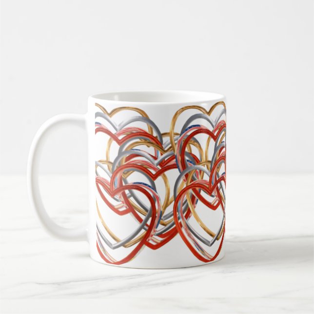 Hearts Valentines Day Coffee Mug Cup (Left)