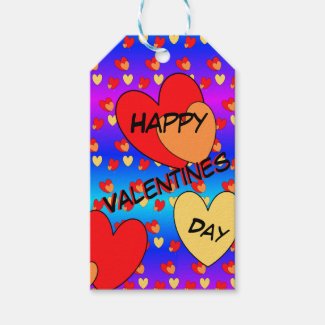 Hearts Valentines Day Cust. BG Color Gift Tags