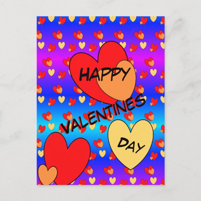 Hearts Valentines Day Cust. BG Color Postcard (Front)