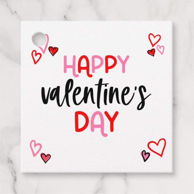 Hearts Valentines Day Favor Gift Tag (Front)