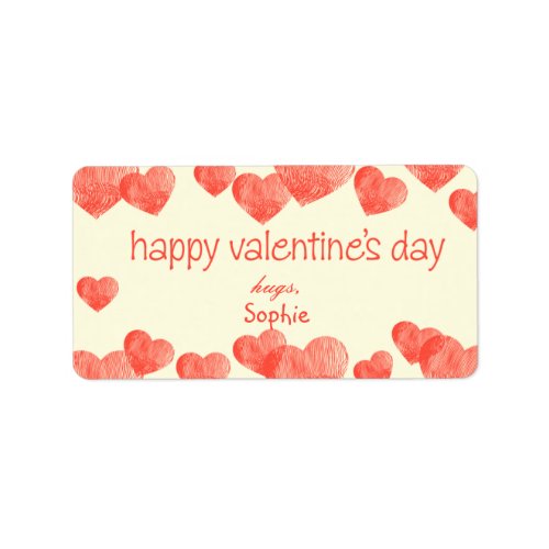 Hearts Valentines Day Label