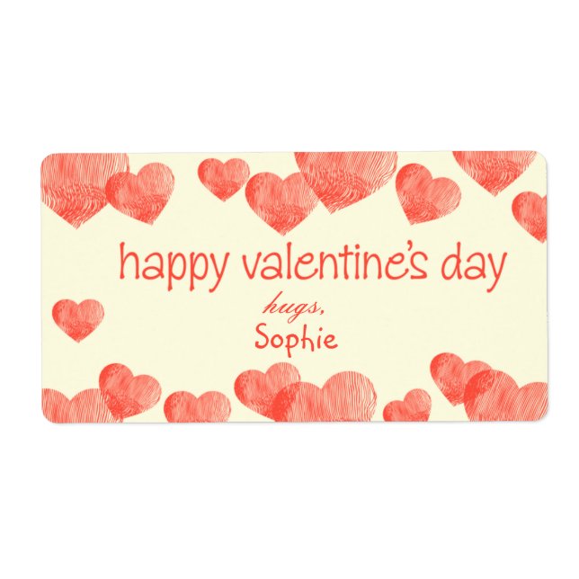 Hearts Valentine's Day Label (Front)