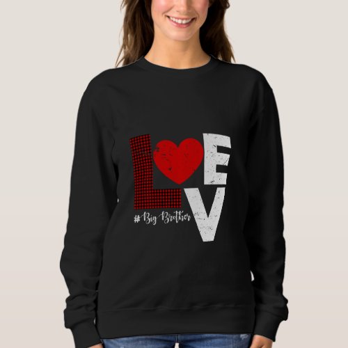 Hearts Valentines Day Love Big Brother Leopard Buf Sweatshirt