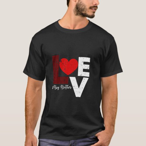 Hearts Valentines Day Love Big Brother Leopard Buf T_Shirt