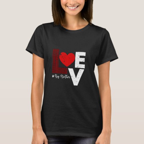 Hearts Valentines Day Love Big Brother Leopard Buf T_Shirt