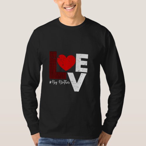 Hearts Valentines Day Love Big Brother Leopard Buf T_Shirt