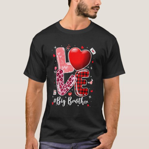 Hearts Valentines Day Love Big Brother Leopard Buf T_Shirt