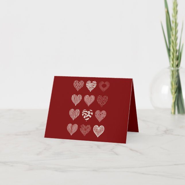 Hearts Valentine's Day Nine Hearts Valentine Love Card (Front)