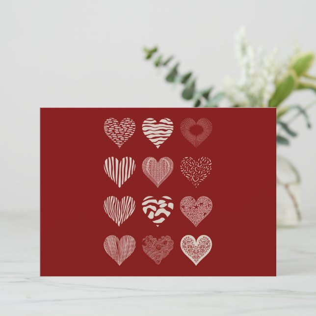 Hearts Valentine's Day Nine Hearts Valentine Love Invitation (Standing Front)